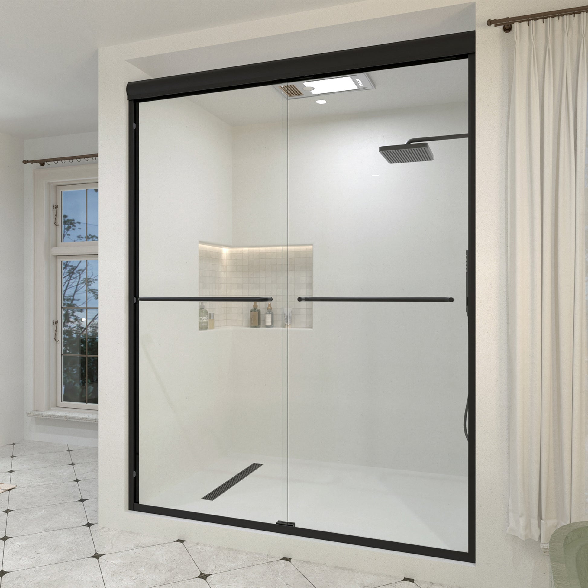 Aether 60 in. W x 72 in. H Sliding Framed Classic Style Shower Door 98MB-2_51202d36-357c-4cb6-bffc-fd99927a78da
