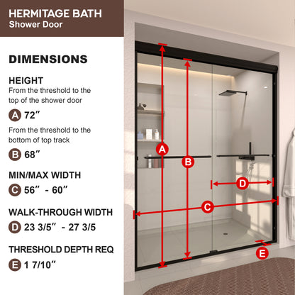 Nepti 60 in. W x 72 in. H Sliding Semi-Frameless Shower Door with Clear Glass 98MB-3