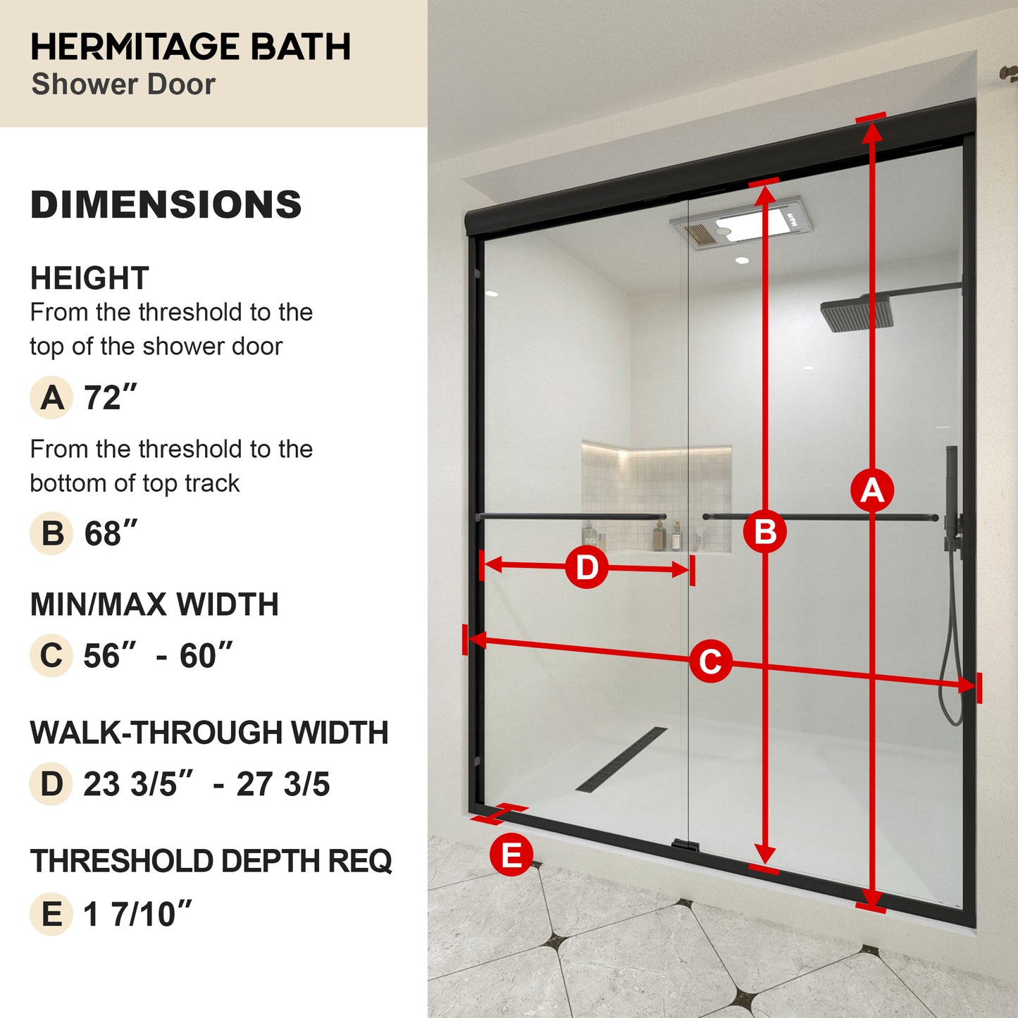 Aether 60 in. W x 72 in. H Sliding Framed Classic Style Shower Door 98MB-3_3b7580d6-8707-4f11-bcc3-18cbdacd7daa