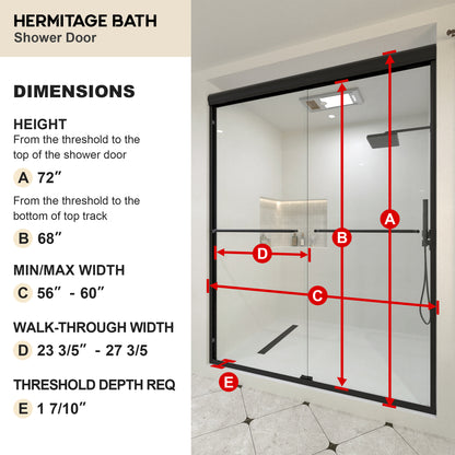 Aether 60 in. W x 72 in. H Sliding Framed Classic Style Shower Door 98MB-3_3b7580d6-8707-4f11-bcc3-18cbdacd7daa