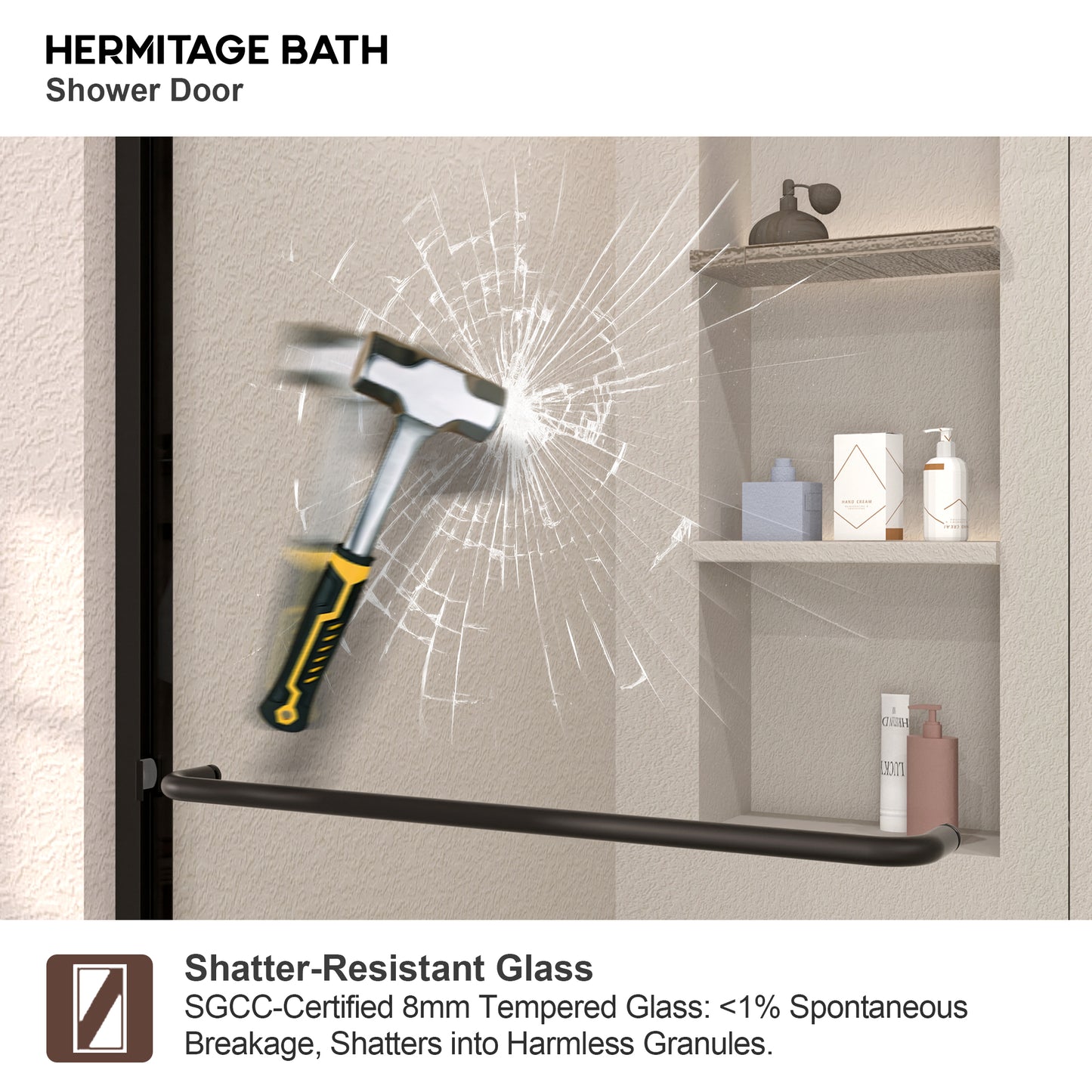 Nepti 60 in. W x 72 in. H Sliding Semi-Frameless Shower Door with Clear Glass 98MB-9