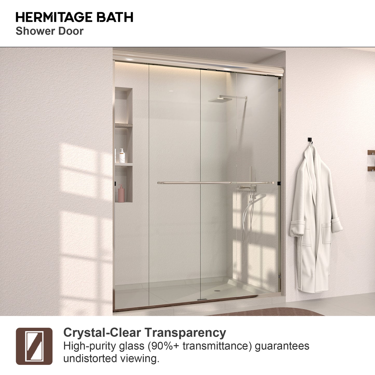 Nepti 60 in. W x 72 in. H Sliding Semi-Frameless Shower Door with Clear Glass 98SV-10