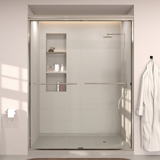 Nepti 60 in. W x 72 in. H Sliding Semi-Frameless Shower Door with Clear Glass
