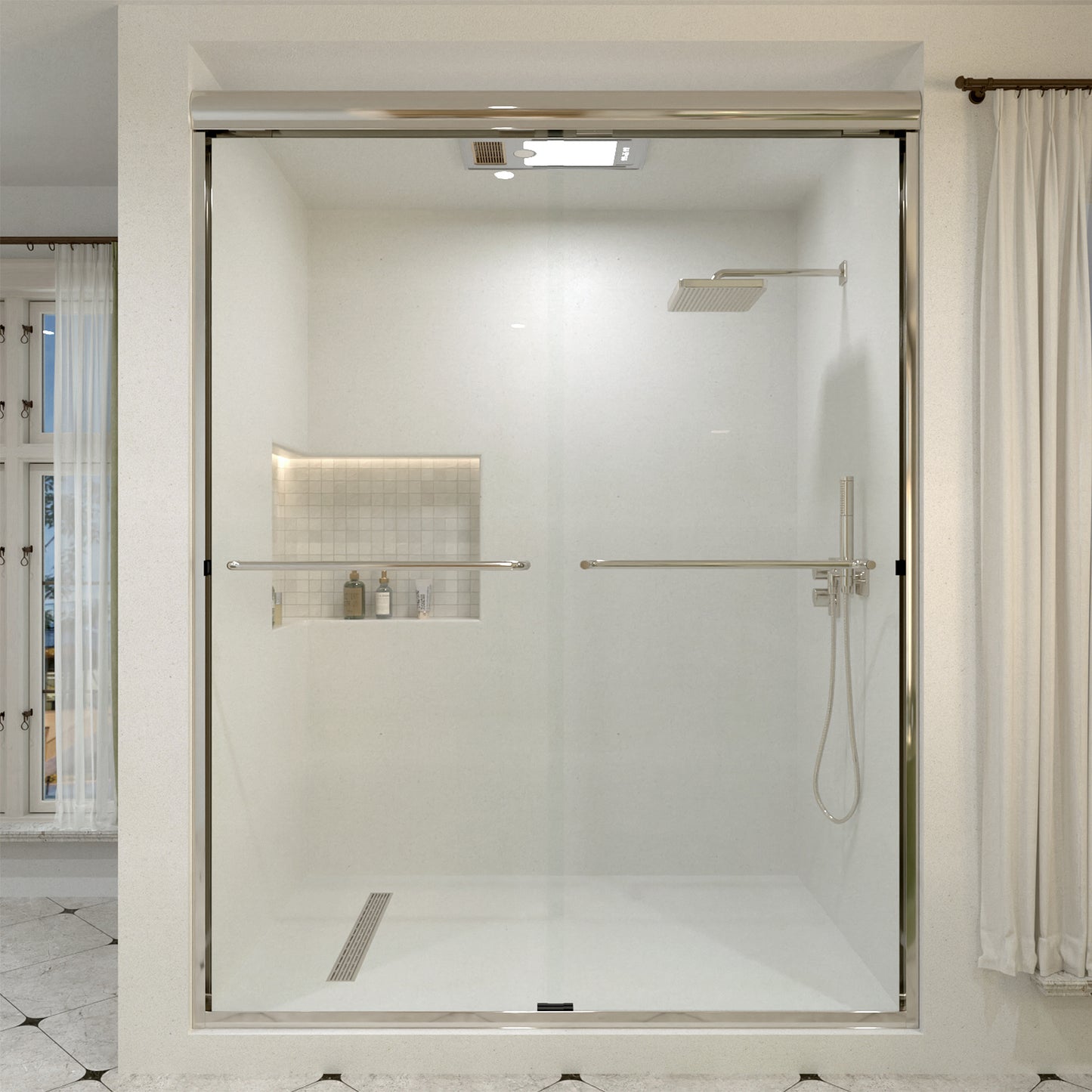 Aether 60 in. W x 72 in. H Sliding Framed Classic Style Shower Door Chrome 98SV-1_c8de68d2-9b19-4ae1-9465-18bc58ce43a9