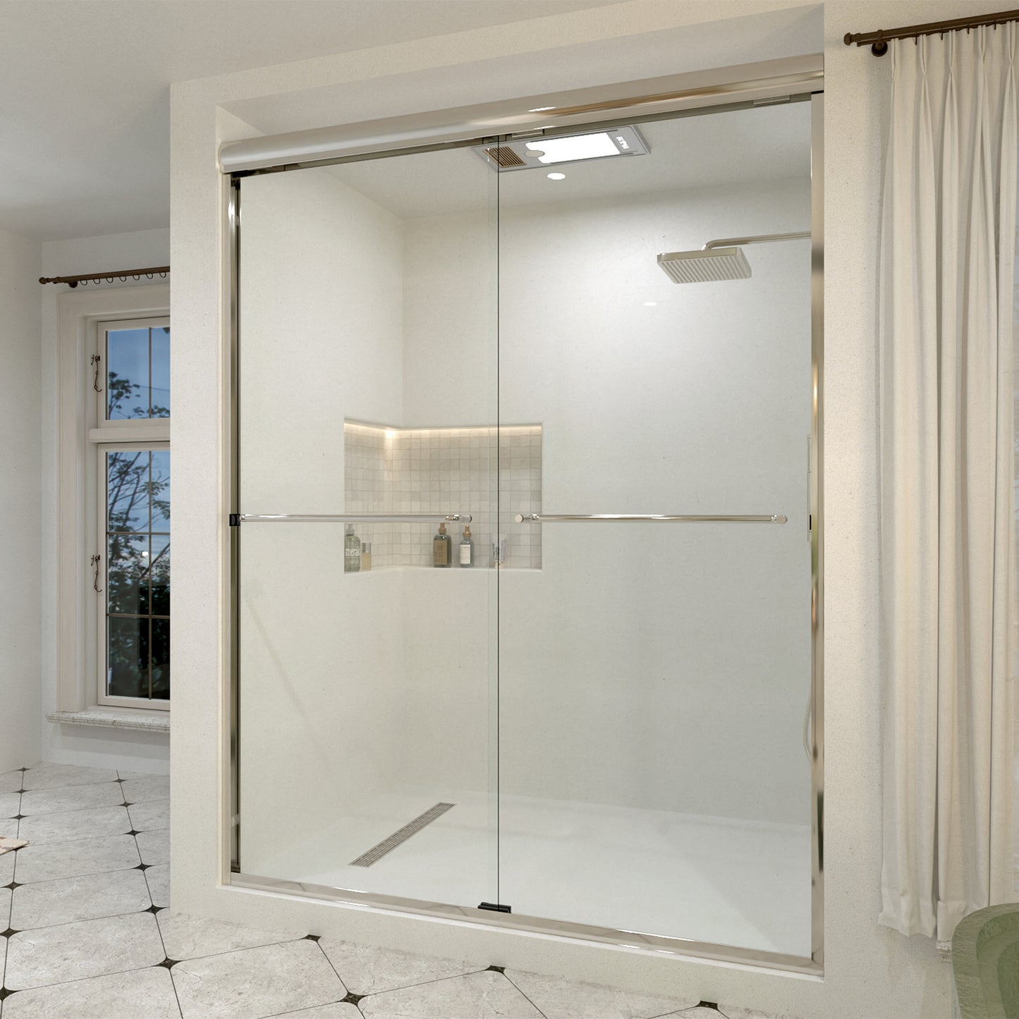 Aether 60 in. W x 72 in. H Sliding Framed Classic Style Shower Door 98SV-2_8913dd74-30ce-412d-9aa3-9ae26f6e2c2c