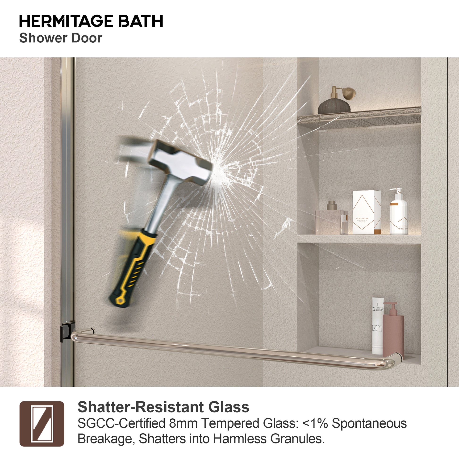 Nepti 60 in. W x 72 in. H Sliding Semi-Frameless Shower Door with Clear Glass 98SV-9