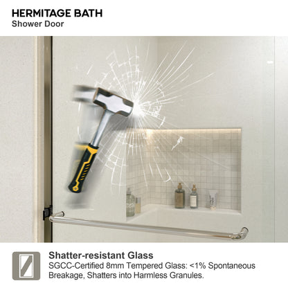 JRStart 60 in. W x 72 in. H Sliding Semi-Frameless Shower Door Finish with Clear Glass 98SV-9_7d06cab0-4d5e-4a56-9649-d05423359f7d