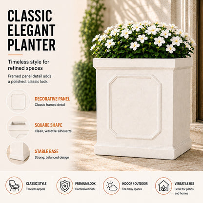 Ellis 10.75 in. Indoor Outdoor Magnesium Oxide Planter with Drainage Hole Antique White
