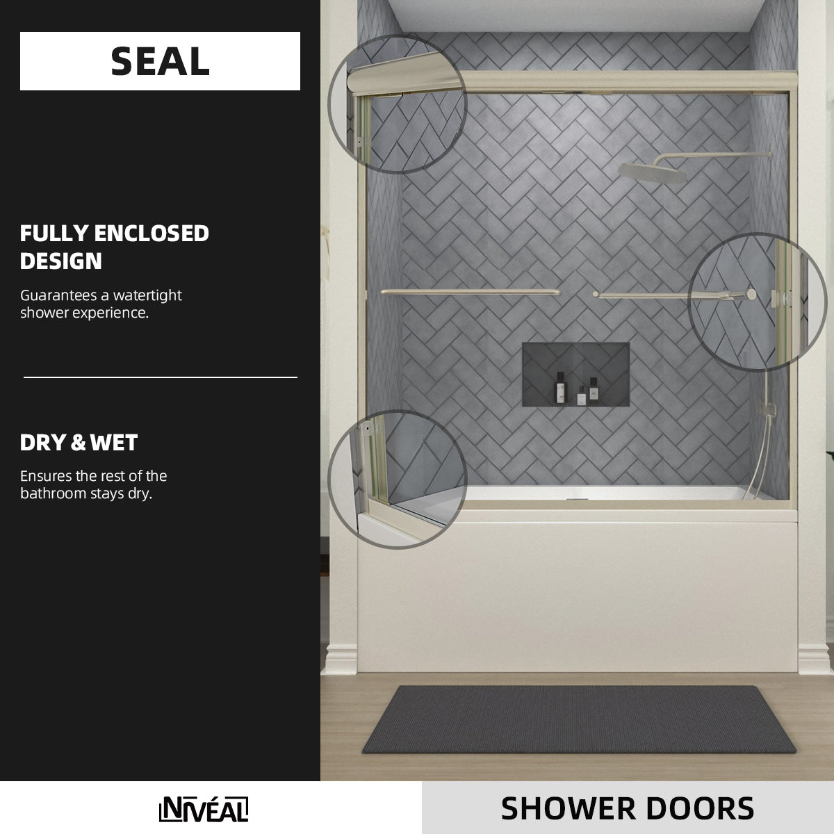 Niveal Bliss 60 in. W x 56 in. H Sliding Semi Frameless Tub Door with Clear Glass 9_0f9293a5-7d9b-4923-9ed0-6a7bb75f1a70