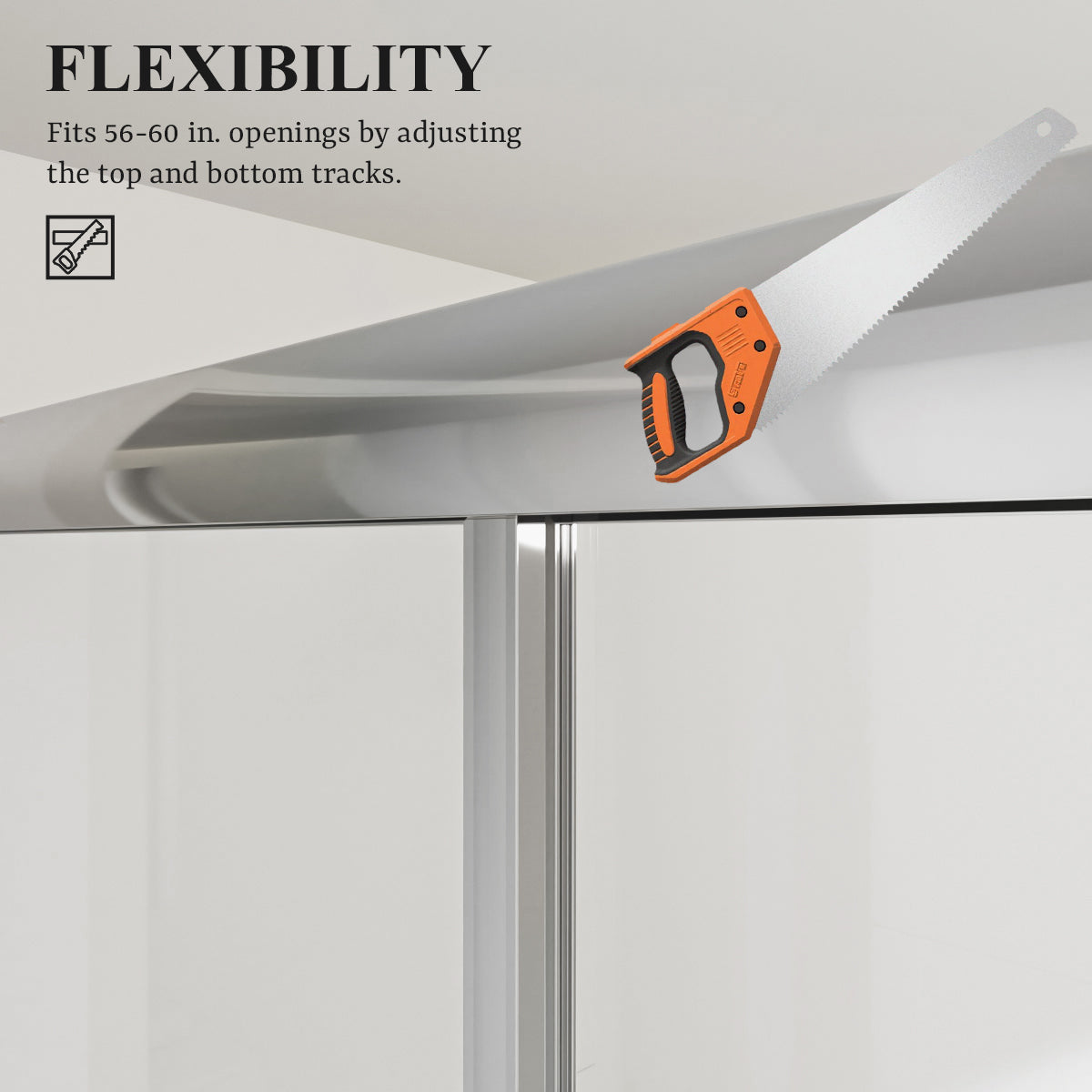 Nivorix Cleo 59 in. W x 56 in. H Sliding Framed Tub Door with Clear Tempered Glass