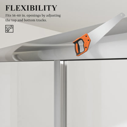 Nivorix Cleo 59 in. W x 56 in. H Sliding Framed Tub Door with Clear Tempered Glass