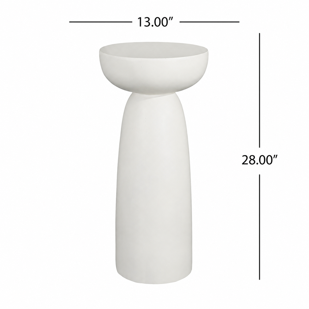 Sylva 28 in. Tall White Magnesium Oxide Pedestal Plant Stand