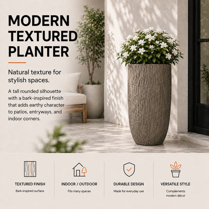 Solis 27 in. Outdoor Tall Magnesium Oxide Planter Wood
