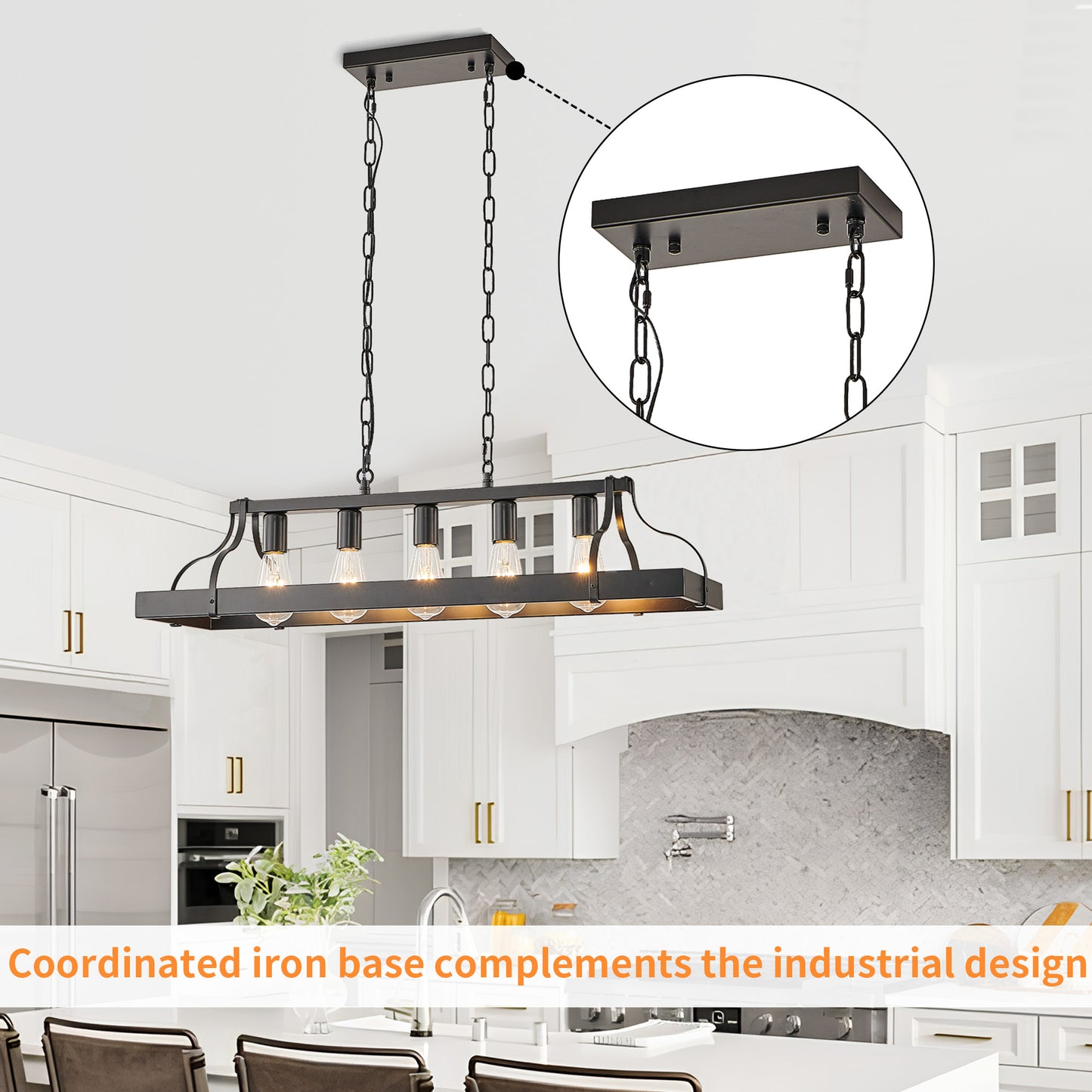 Taimei Olla 34 in. 5-Light Modern Farmhouse Chandelier Light