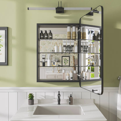 Niveal FMC Series Rectangular Aluminum Recessed/Surface Mount Framed Medicine Cabinet with Mirror