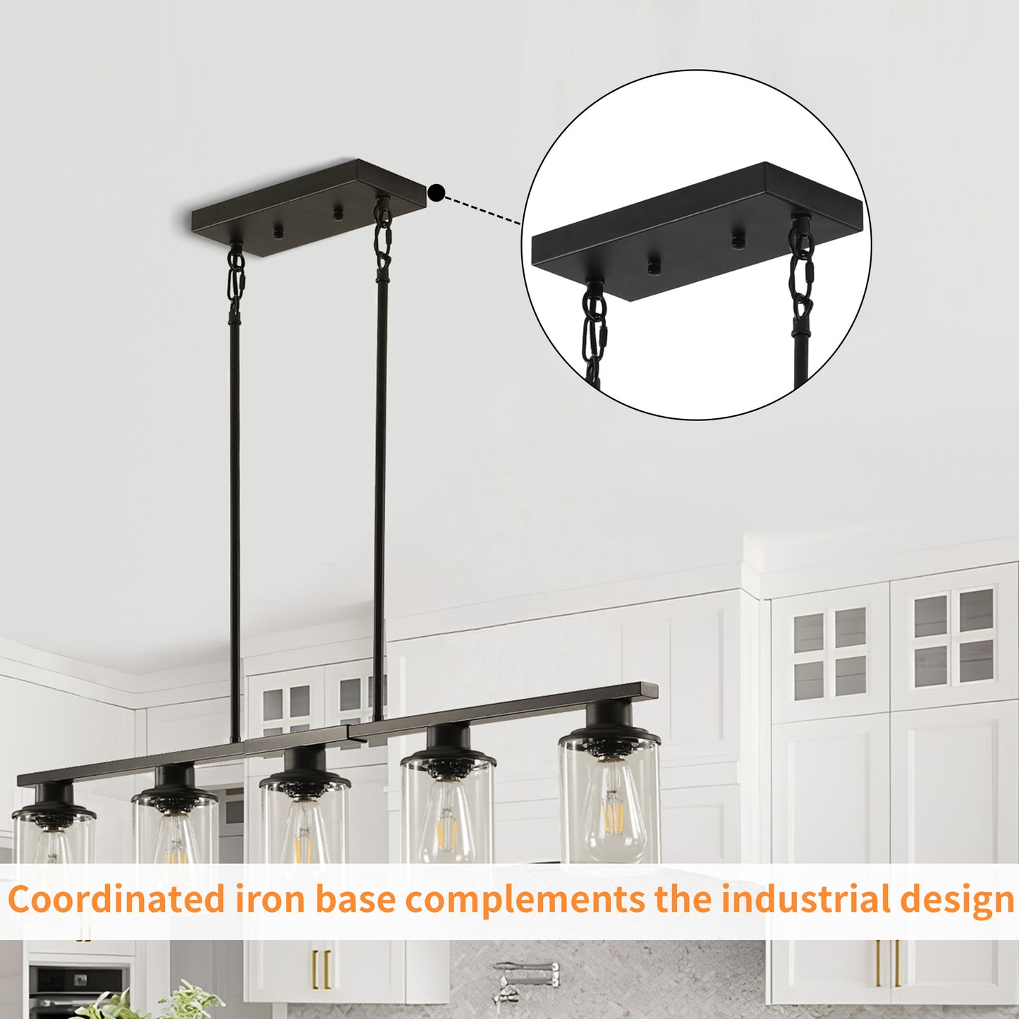Taimei Aero 37 in. Industrial 5-Light Chandelier with Clear Glass Shades 9_269fb3cb-8e3b-492e-8704-41b4ca412aac