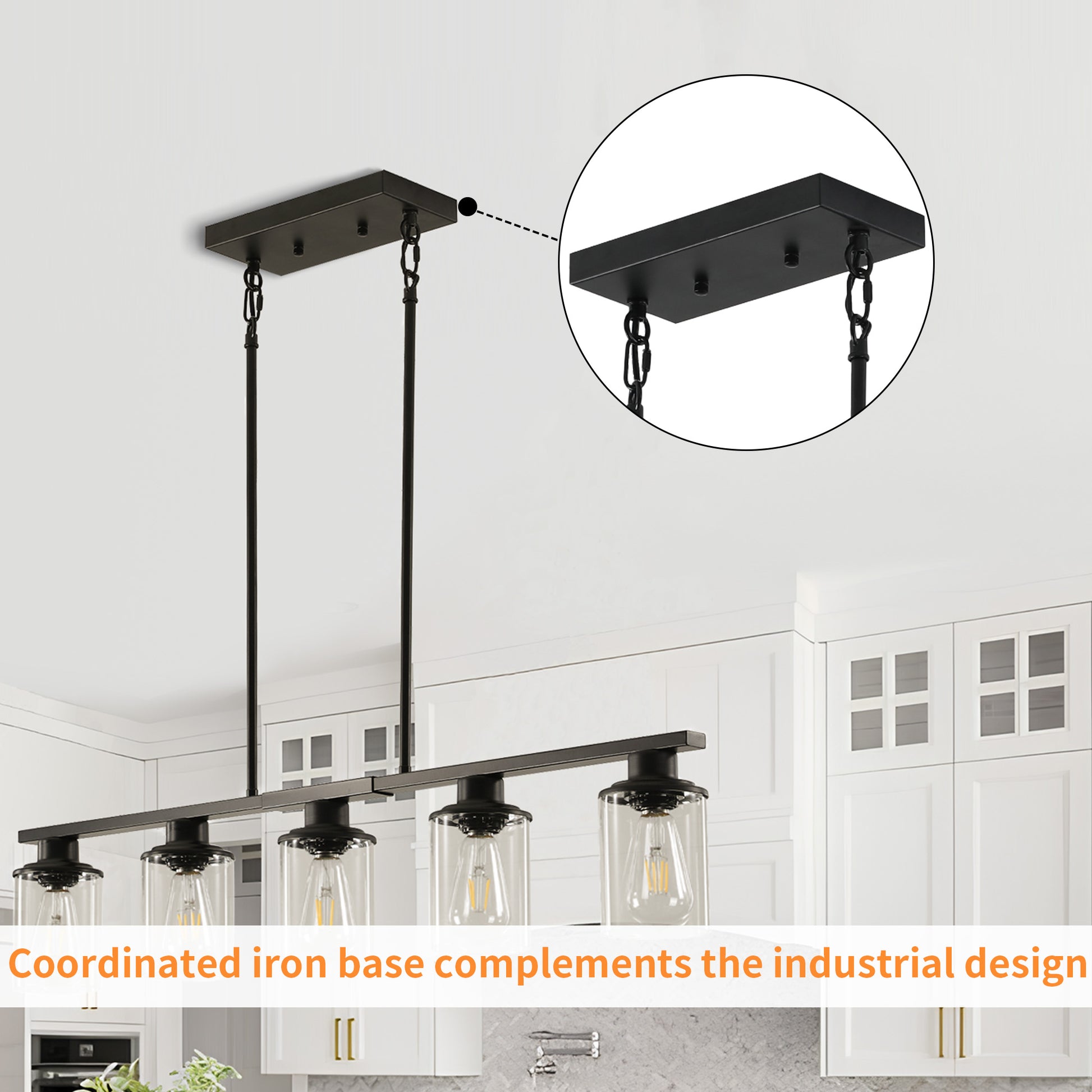 Taimei Aero 37 in. Industrial 5-Light Chandelier with Clear Glass Shades 9_269fb3cb-8e3b-492e-8704-41b4ca412aac