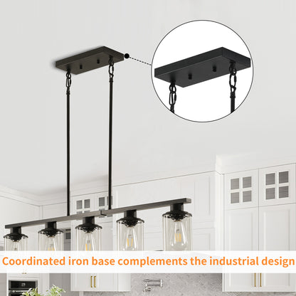 Taimei Aero 37 in. Industrial 5-Light Chandelier with Clear Glass Shades 9_269fb3cb-8e3b-492e-8704-41b4ca412aac