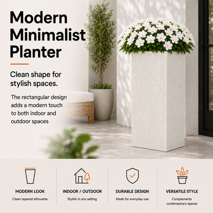 Virella 8 in. Antique White Magnesium Oxide Floor Planter for Indoor Outdoor Use