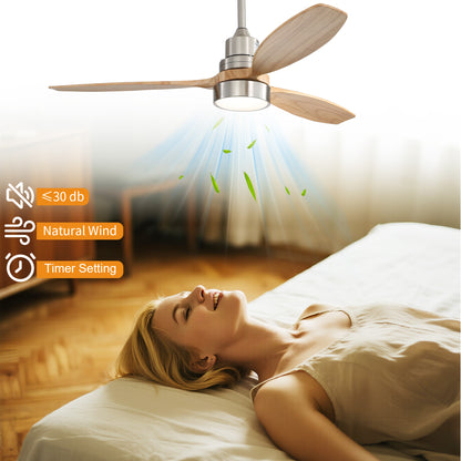 Taimei Selen 52 in. Downrod Standard Ceiling Fan with Integrated LED with Remote Included 3-Blade Reversible