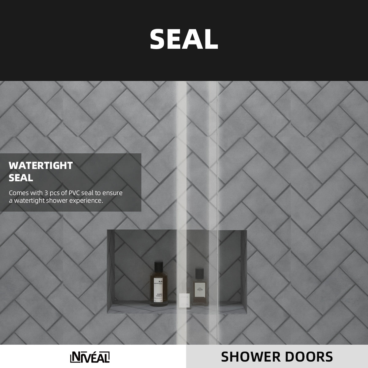 Niveal Vista 60 in. W x 76 in. H Sliding Semi-Frameless Shower Door with Clear Glass