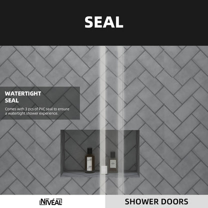 Niveal Vista 60 in. W x 76 in. H Sliding Semi-Frameless Shower Door with Clear Glass