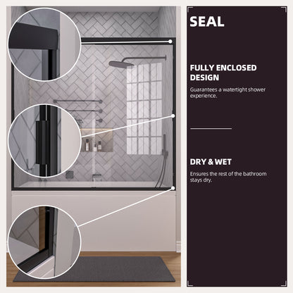 Niveal Breeze 60 in. W x 56 in. H Sliding Semi Frameless Tub Door with Clear Glass 9_32b36242-9745-4fd4-9799-8f06cd62c251
