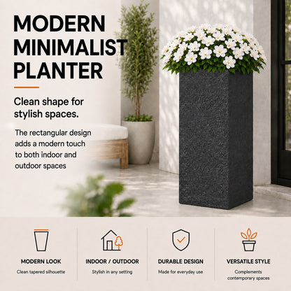 Grevia 10.75 in. Gray Magnesium Oxide Floor Planter for Indoor Outdoor Use