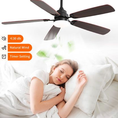 Taimei Cirrus 52 in. White Oak Downrod Standard Ceiling Fan with Integrated LED with Remote Included 5 Two-Tone Blades DC Motor 9_3af2961f-f03a-481e-aee3-998541dfd1d4