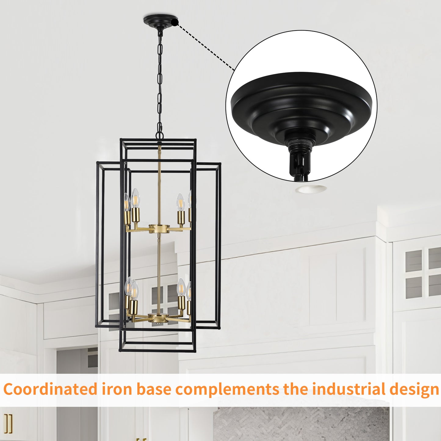 Taimei Astrale 18 in. Modern 8-Light Black Geometric Chandelier