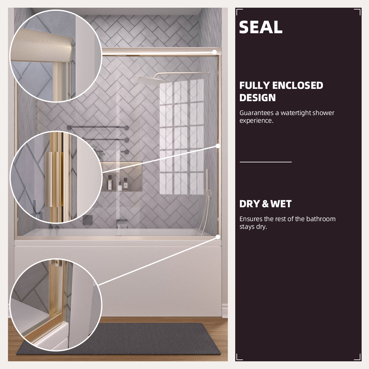 Niveal Breeze 60 in. W x 56 in. H Sliding Semi Frameless Tub Door with Clear Glass 9_43fd66d4-1ac0-4636-a70b-7a720eafc11c