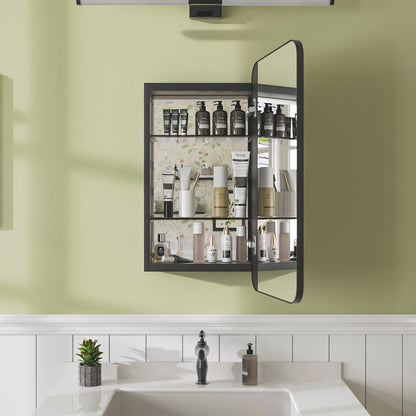 Niveal FMC Series Rectangular Aluminum Recessed/Surface Mount Framed Medicine Cabinet with Mirror