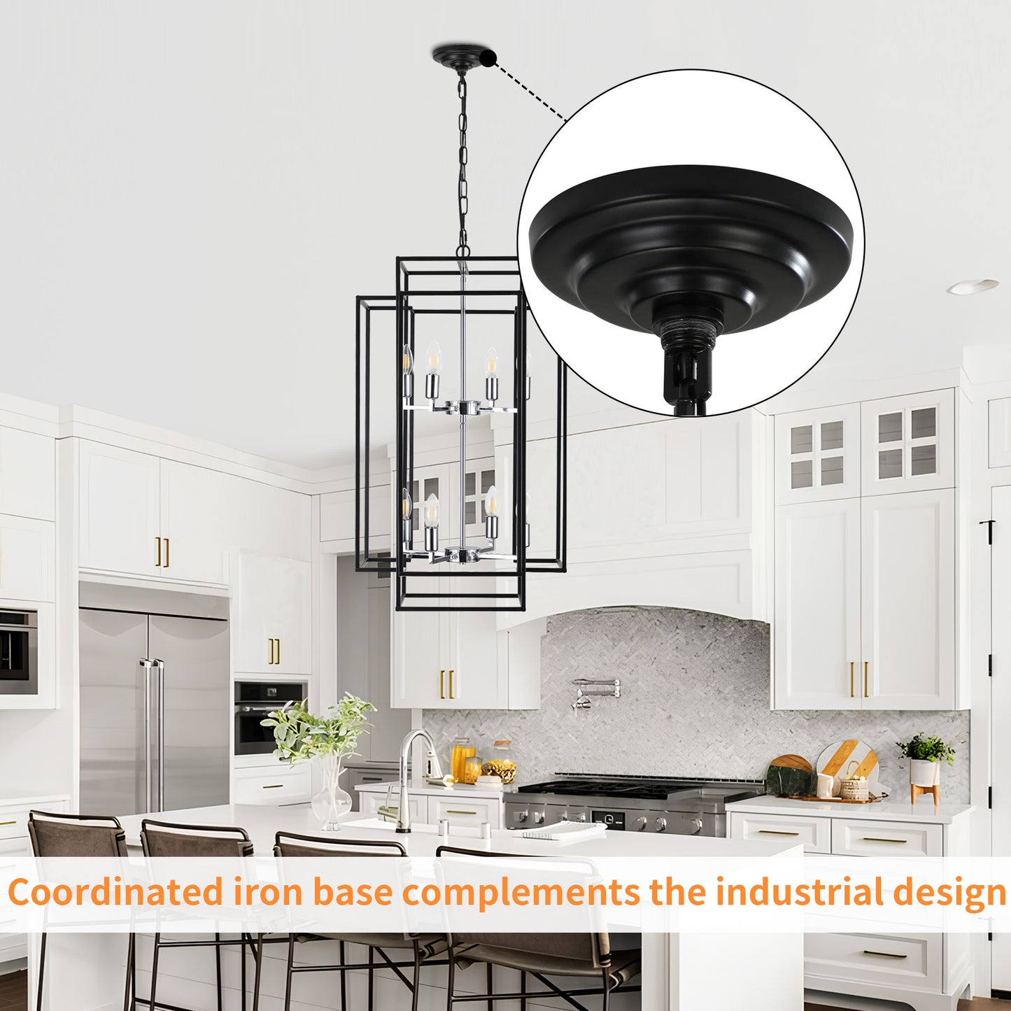 Taimei Astrale 18 in. Modern 8-Light Black Geometric Chandelier