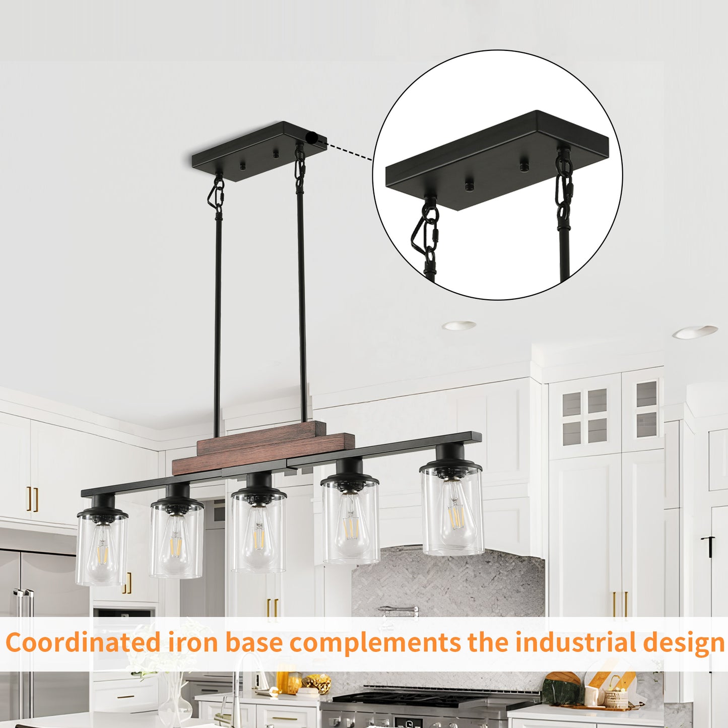 Taimei Aero 37 in. Industrial 5-Light Chandelier with Clear Glass Shades 9_531d66f8-3c25-428f-8b3f-28d7720af353