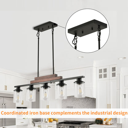 Taimei Aero 37 in. Industrial 5-Light Chandelier with Clear Glass Shades 9_531d66f8-3c25-428f-8b3f-28d7720af353