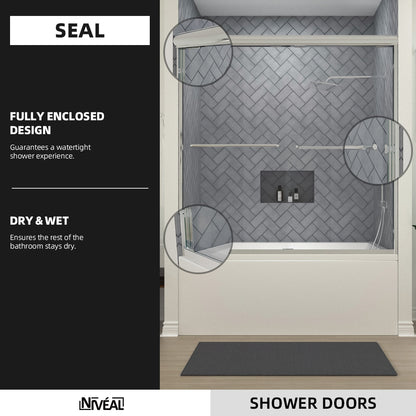 Niveal Bliss 60 in. W x 56 in. H Sliding Semi Frameless Tub Door with Clear Glass 9_545380f6-2f8e-4f8d-b176-b7b3f5632b28