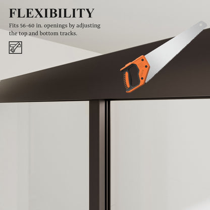 Nivorix Cleo 59 in. W x 56 in. H Sliding Framed Tub Door with Clear Tempered Glass