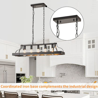 Taimei Xalira 34 in. Industrial Chandelier Light with 5 E26 Bulb Sockets