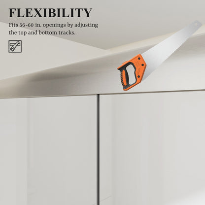 Nivorix Apex 60 in. W x 56 in. H Sliding Semi-Frameless Tub Door with Clear Glass 9_5e2fc60c-5889-462d-b3eb-8ba991cf5ba4