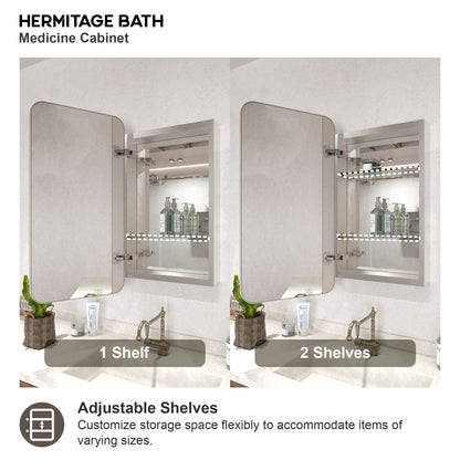 15 in. W. x 24 in. H Rectangular Framed Recessed/Surface Mount Medicine Cabinet with Mirror in Brushed Nickel
