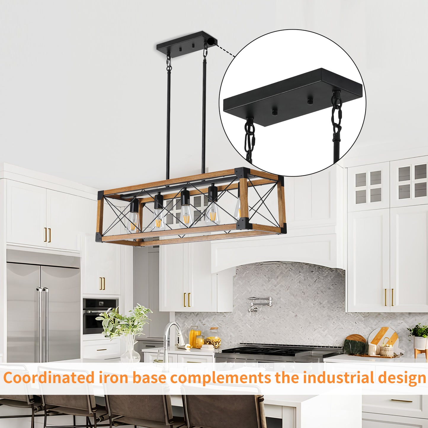 Taimei Solace 32 in. 5-Light Industrial Farmhouse Rectangle Pendant Light 9_7d8e690c-2408-4eaa-87bd-07e6ab4f9b43