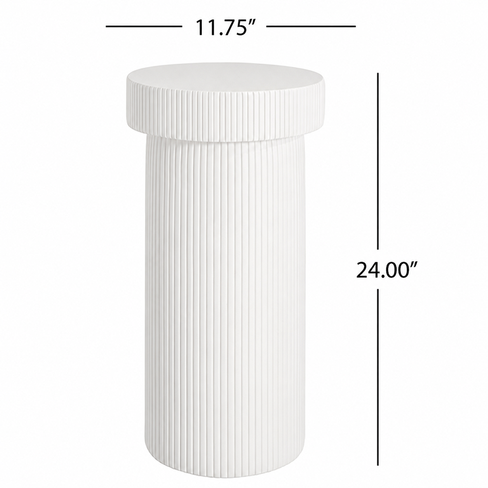 Alora 24 in. Tall White Magnesium Oxide Pedestal Plant Stand