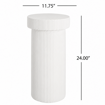 Alora 24 in. Tall White Magnesium Oxide Pedestal Plant Stand