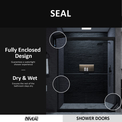 Niveal Vale 60 in. W x 72 in. H Sliding Semi-Frameless Shower Door with Clear Glass