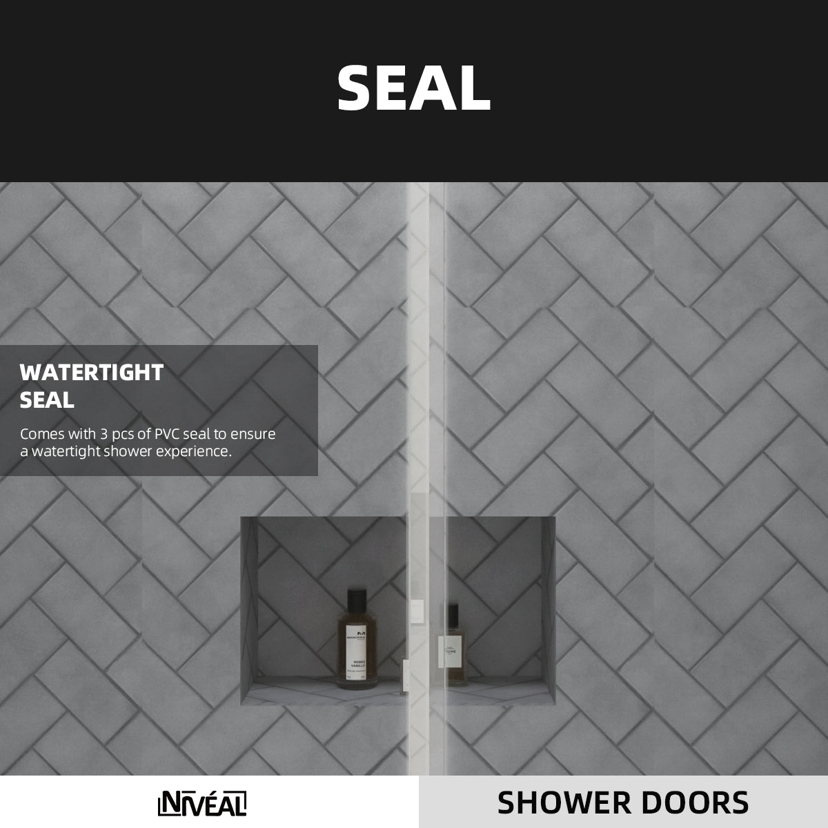 Niveal Luxe 60 in. W x 76 in. H Sliding Semi-Frameless Shower Door with Clear Glass