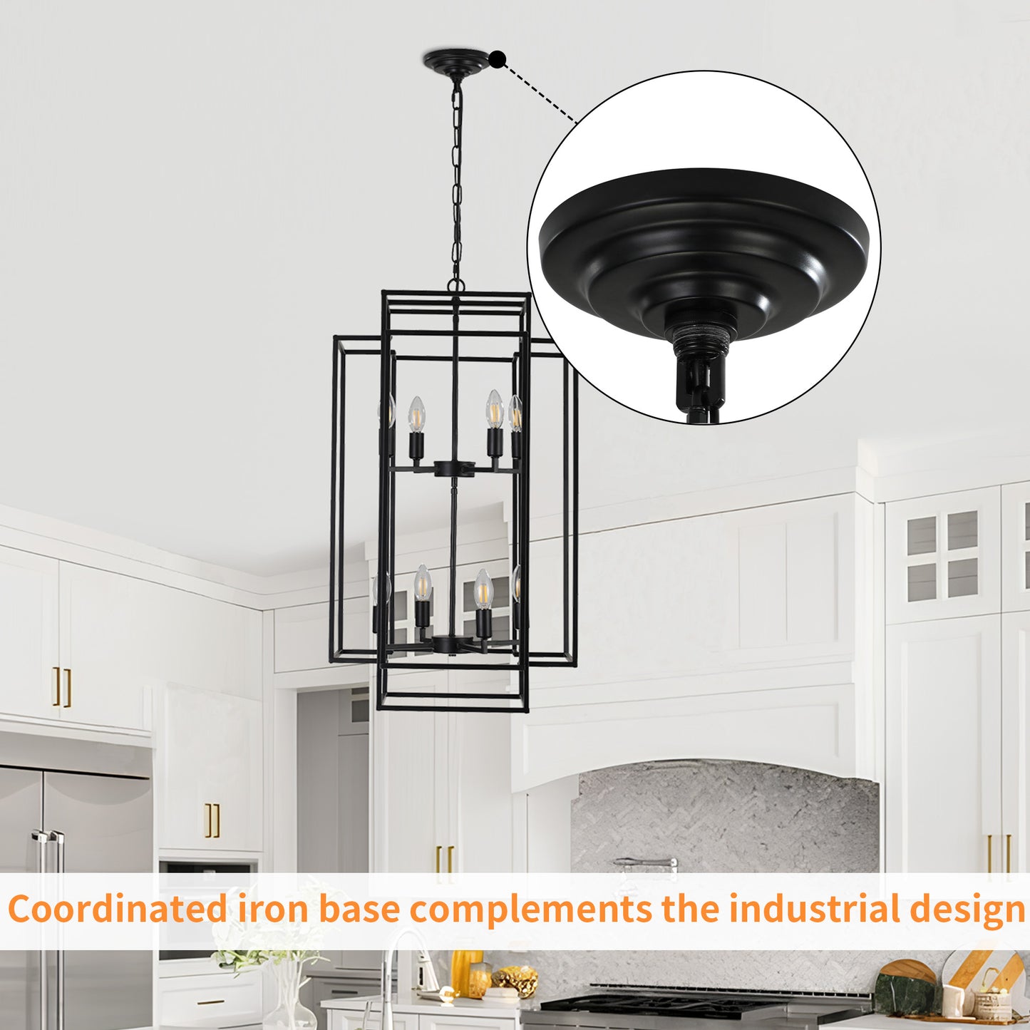 Taimei Astrale 18 in. Modern 8-Light Black Geometric Chandelier