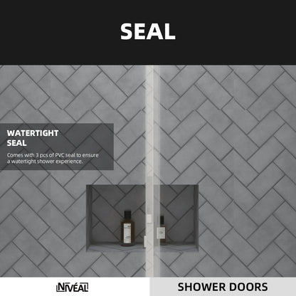 Niveal Luxe 60 in. W x 76 in. H Sliding Semi-Frameless Shower Door with Clear Glass