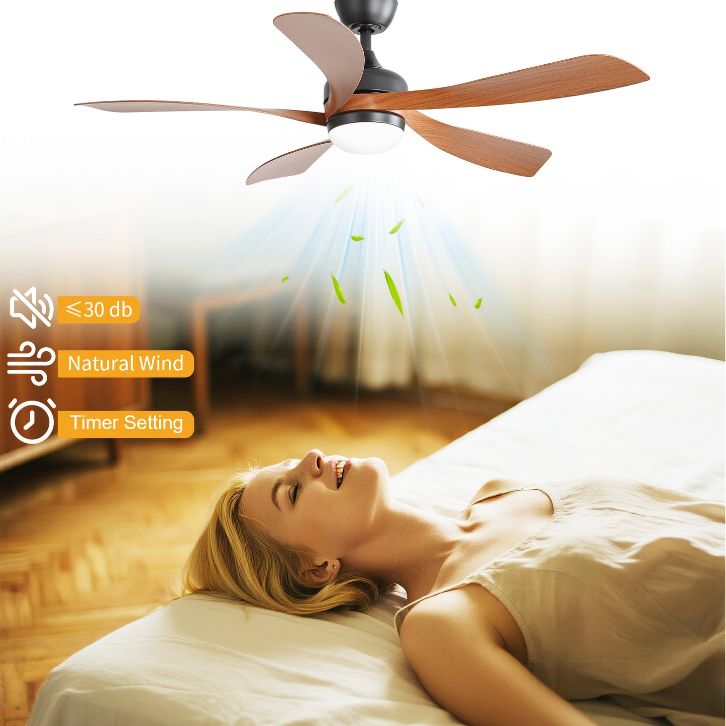 Taimei Sleek 52 in. Ceiling Fan - 5 Precision ABS Blades with Soft LED Light and Whisper-Quiet 6-Speed Remote Control 9_8d07bc1c-9e96-4bce-beed-07d81efbb1cd