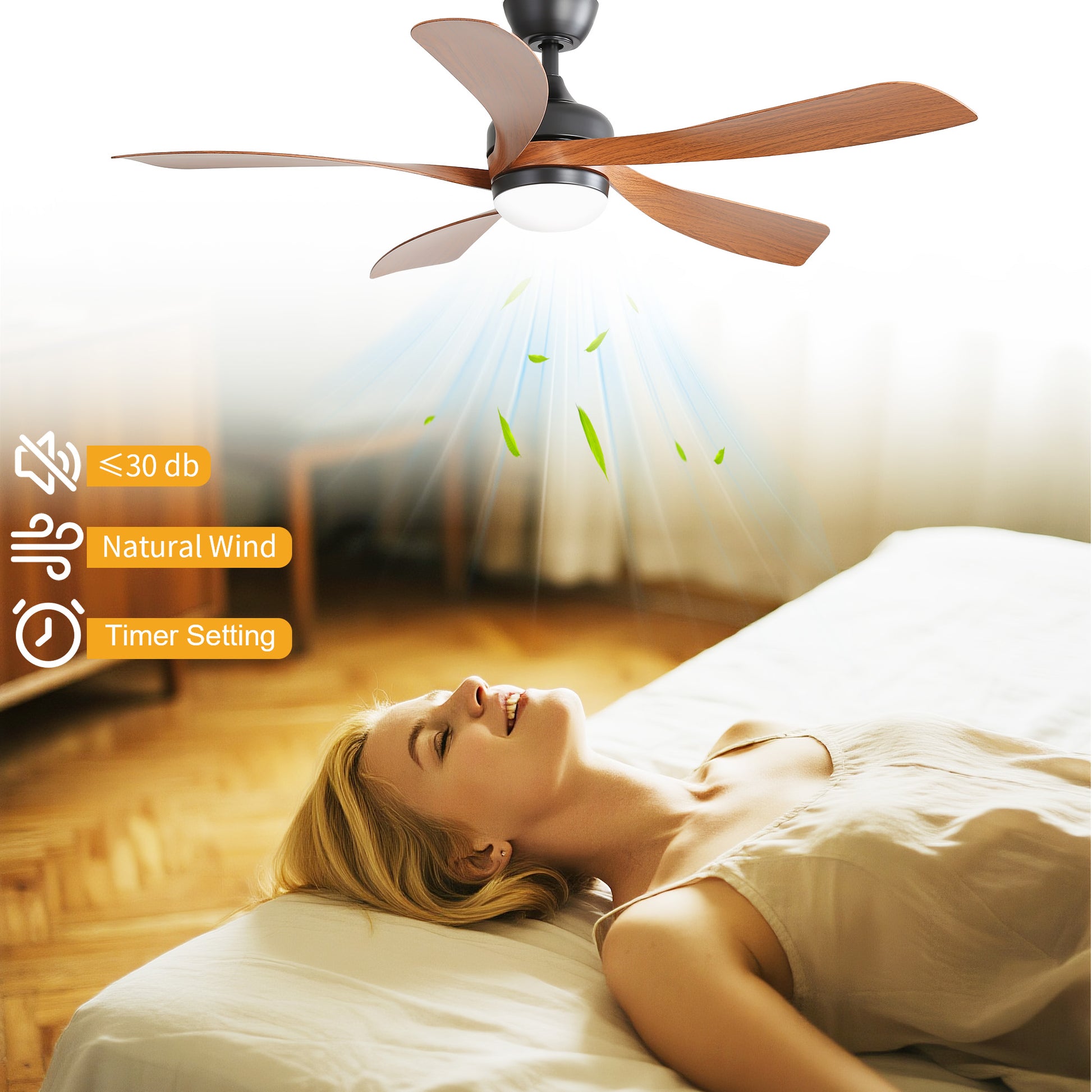 Taimei Sleek 52 in. Ceiling Fan - 5 Precision ABS Blades with Soft LED Light and Whisper-Quiet 6-Speed Remote Control 9_8d07bc1c-9e96-4bce-beed-07d81efbb1cd