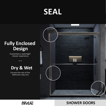 Niveal Vale 60 in. W x 72 in. H Sliding Semi-Frameless Shower Door with Clear Glass